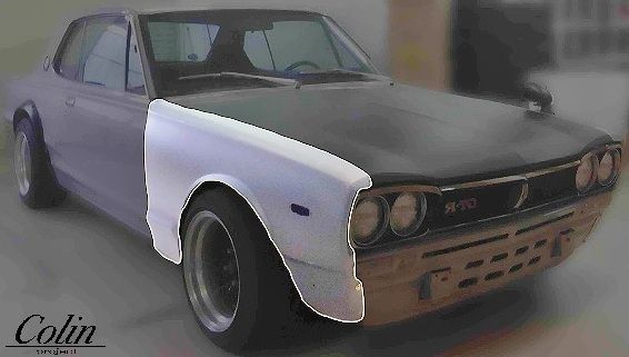 誉れ高い M s 日産 GC10 ハコスカ スカイライン 1968-1972 Colin project フロントフェンダー 右側 R 右 コーリン 社外 パーツ 部品 外装 カスタム レストア 旧車 カー GC10FENDER-RH 要在庫