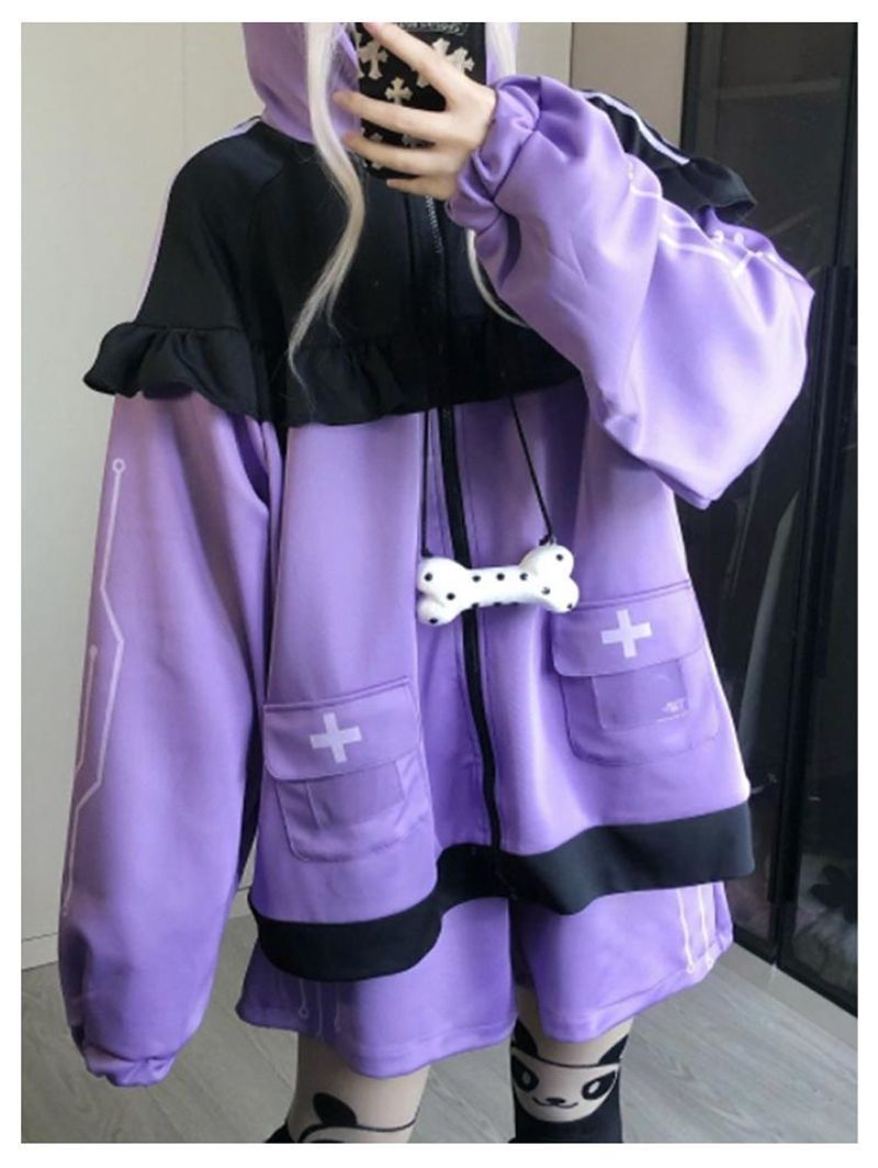 猫耳 パーカー 水色 地雷系 サブカル ジャージ 3点セット レディース