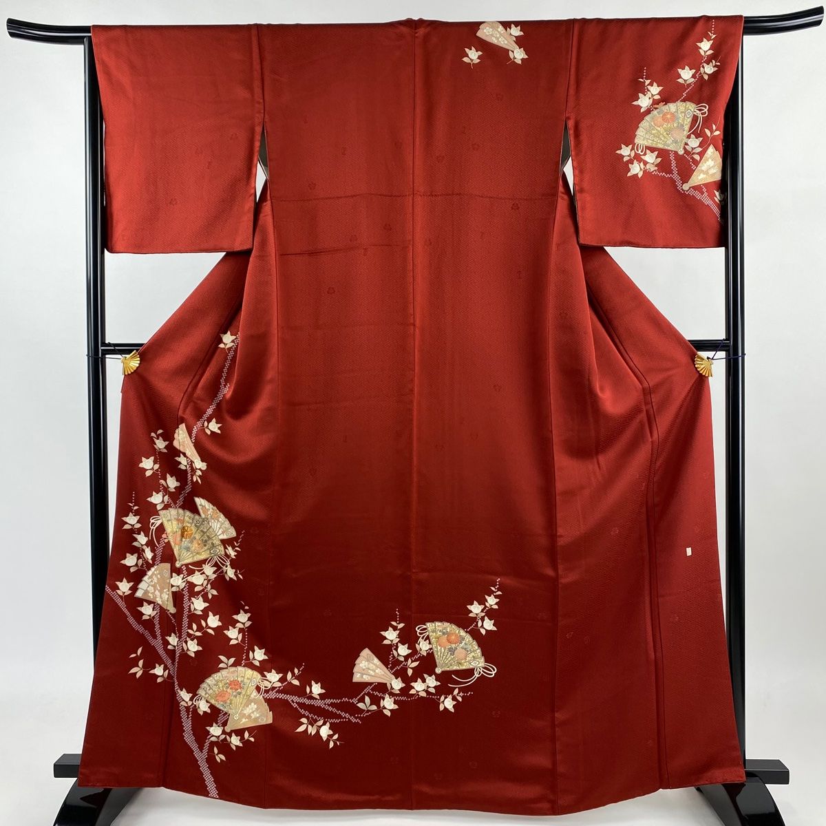 ZF-952 付下げ オリエンタル 金駒刺繍 共八掛 正絹 美品 袷 広衿 平和屋着物□豪華振袖 駒刺繍 扇面枝花文 金彩 正絹 逸品