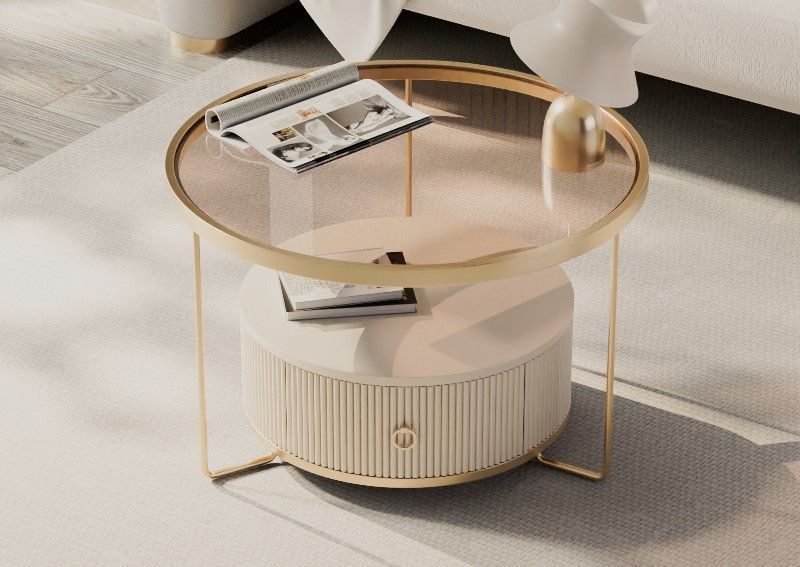 リビング テーブル センター 収納キャビネット付き サイドテーブル おしゃれ かわいい インテリア 家具 コーヒーテーブル エンドテーブル ホワイト ブラック ゴールド MARWIL-DEMENAGEMENTS_CH