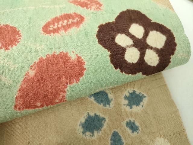 平和屋着物●九寸名古屋帯　生紬　絞り　地紙花文　正絹　逸品　未使用　DAAX4062ps 平和屋着物○九寸名古屋帯 生紬 絞り 地紙花文 正絹