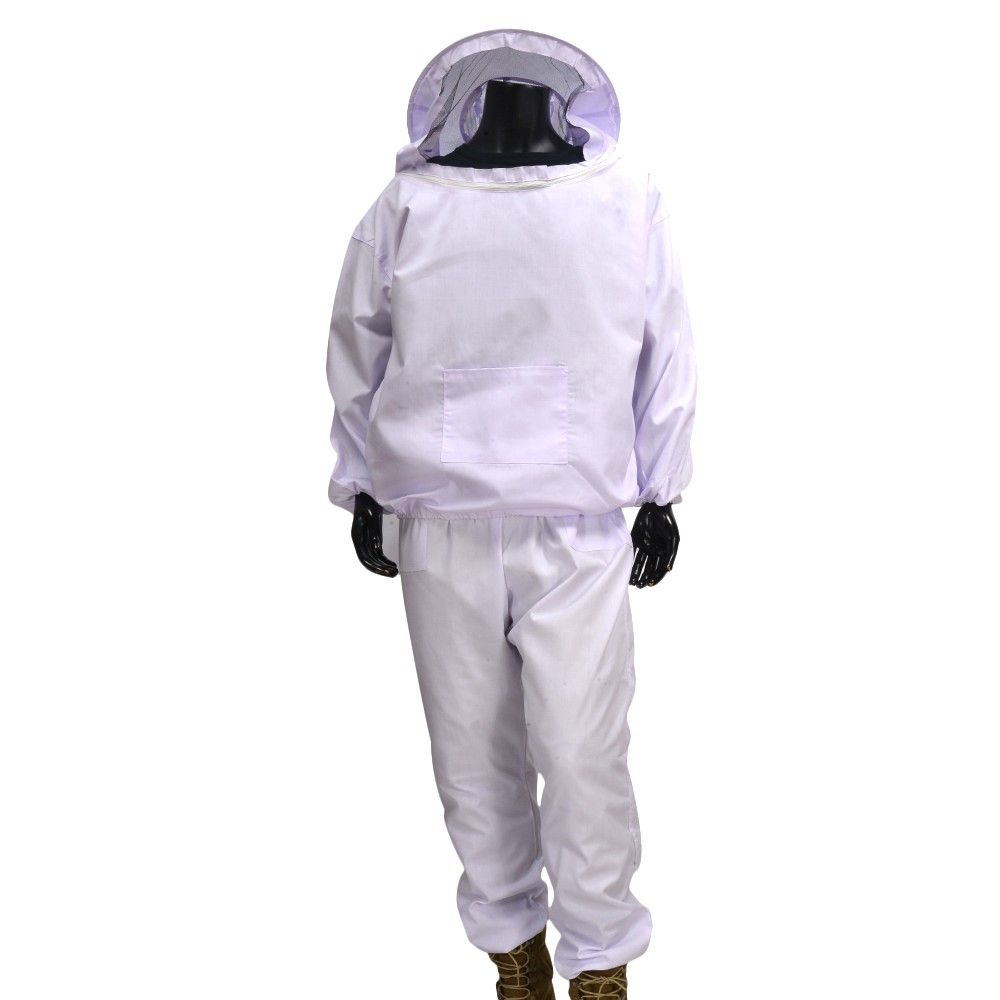 養蜂用 蜂防護服 上下セット フェイスガード付 ホワイト Lサイズ