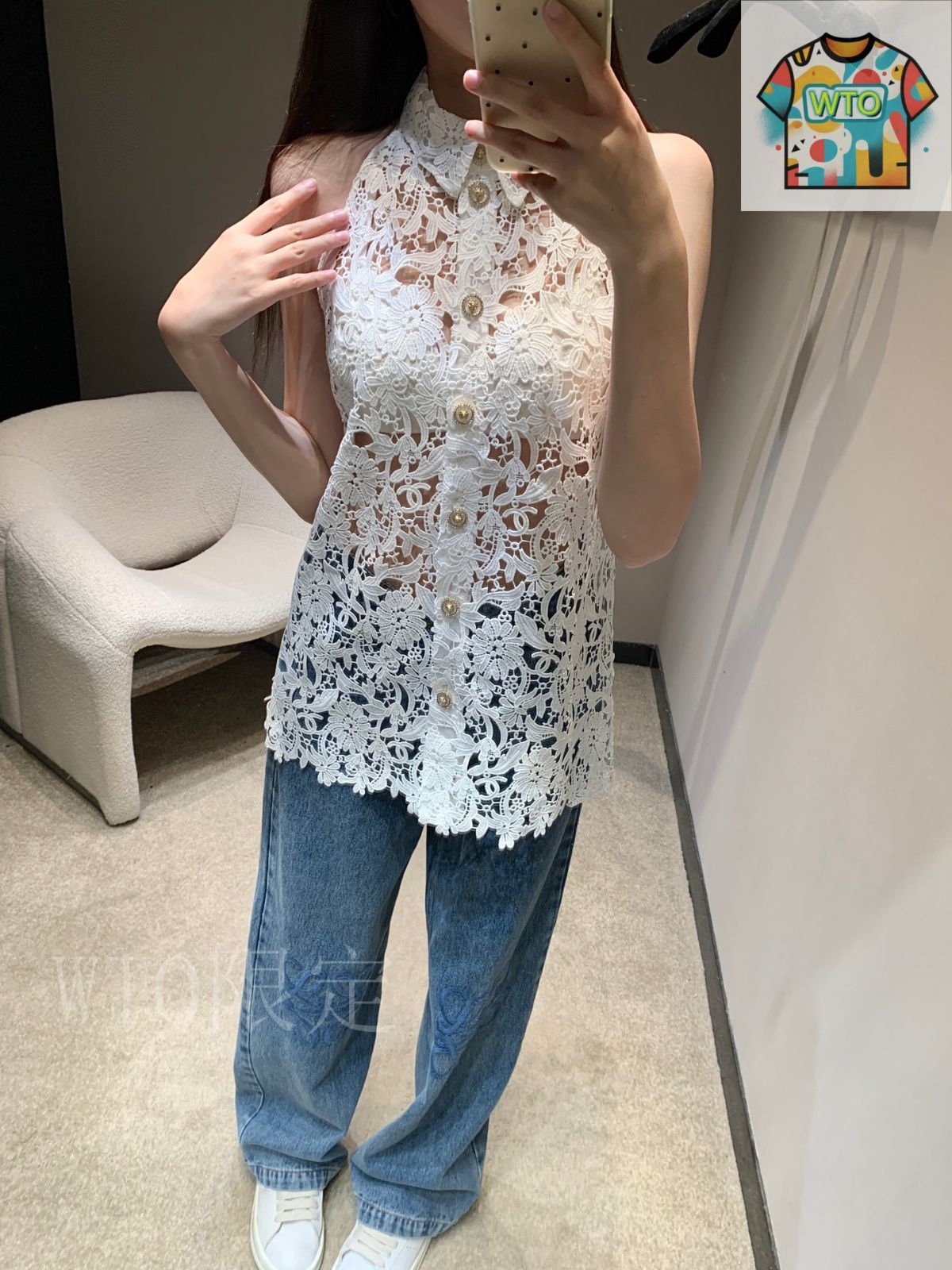 シャネルスリーブレスレーストップ 今日特価】Chanel レース ノースリーブトップ-2 - メルカリ