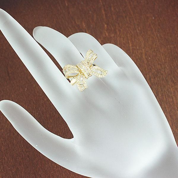 大人可愛い！ 1ct ダイヤモンド K18 yg リボン モチーフ リング 鑑別 大人可愛い！1ctダイヤK18ygリボンモチーフリング鑑別付