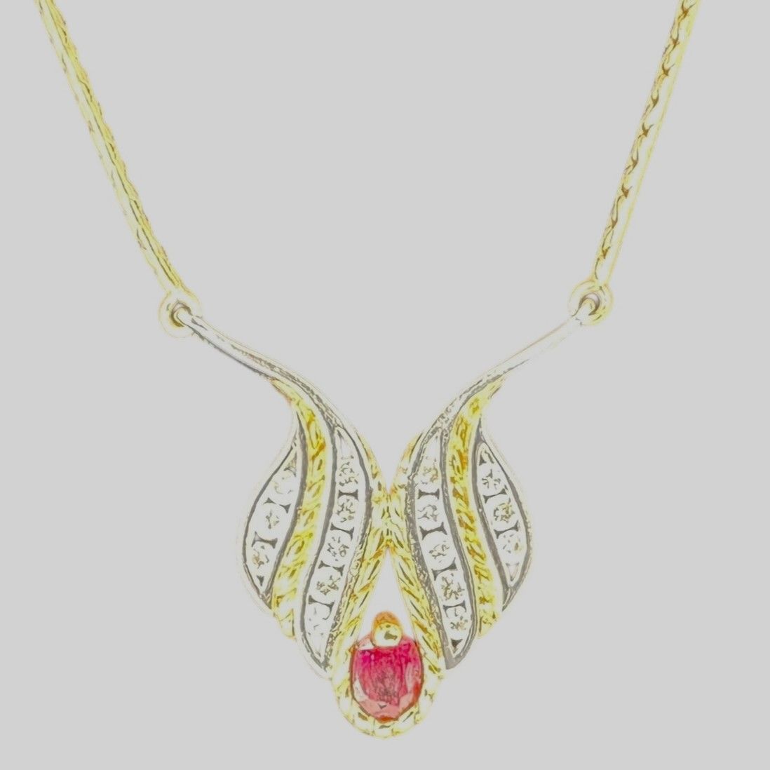 18 K 750刻印ネックレス 色石 メレダイヤ0.24 ct 約7.42 g 40 cm レディース ジュエリー 宝石 -A 9304