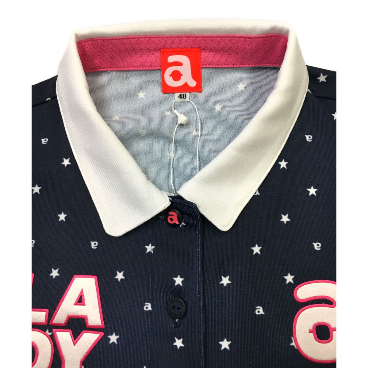 archivio - coco 未使用品 アルチビオ archivio レディース 半袖ポロシャツ 40(L) 紺 ネイビー  星柄 未使用品 レディース アルチビオ archivio 半袖ポロシャツ 40(L
