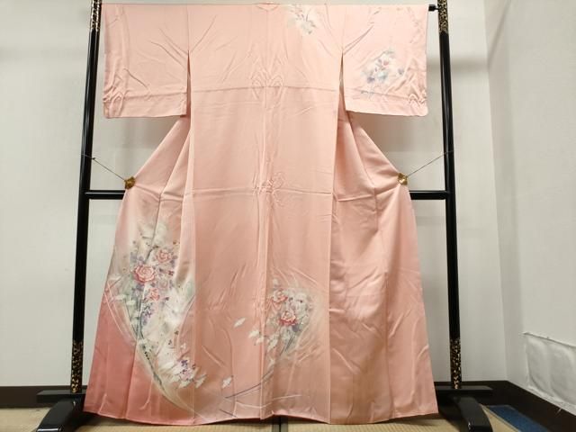極上　訪問着　友禅　風景草花文　暈し染め　正絹　逸品 平和屋着物○訪問着 友禅 作家物 草花籬文 暈し染め 金彩 正絹