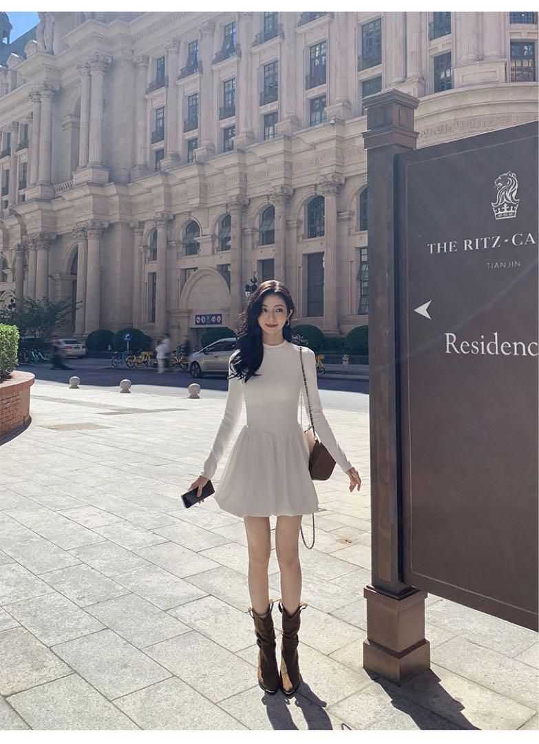 ♥ 高見えモテ服 春ミニワンピース フ デザイン普段着デート女子会用