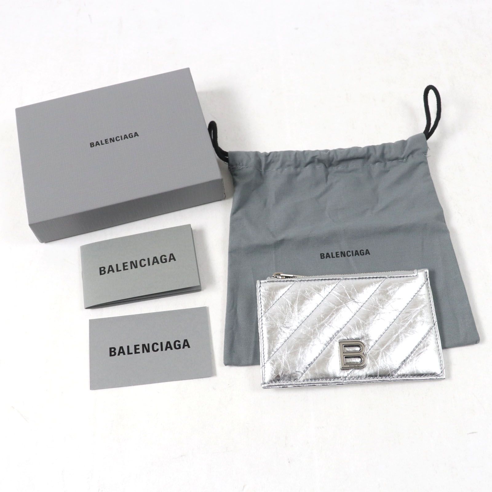 未使用品○BALENCIAGA バレンシアガ 766465 現行品 Crush Bロゴメタル  