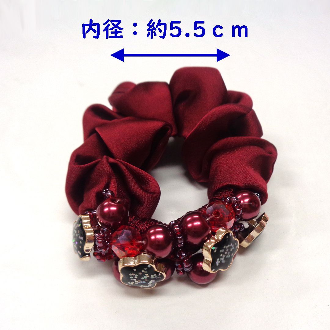 黒いサテンヘアアクセサリー ビーズ付き haglm805nnimg1.jpg