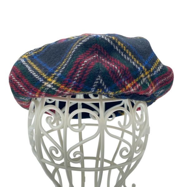 ● ミュウミュウ MIU MIU タータンチェック柄ベレー帽 帽子 ハット 黒 ブラック マルチ ウール100% M レディース 5E051