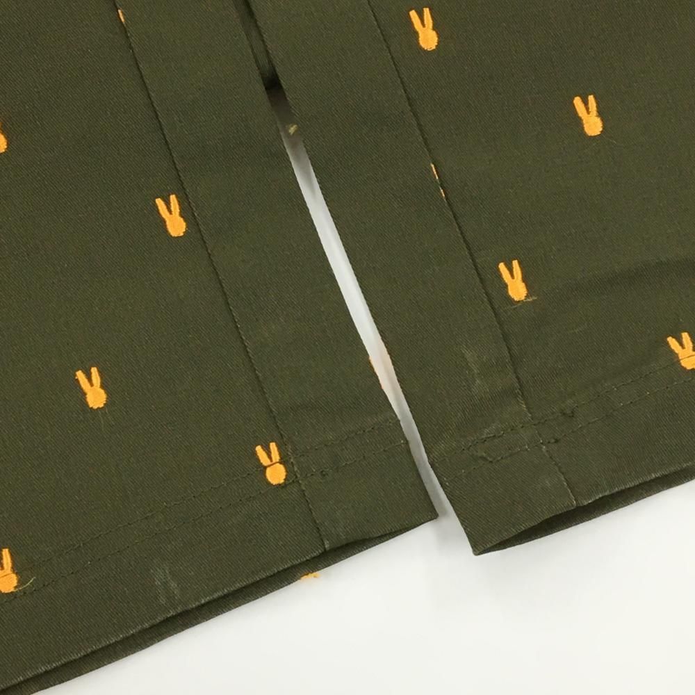 ジャックバニー パンツ カーキ×オレンジ ウサギ総柄刺しゅう メンズ 3