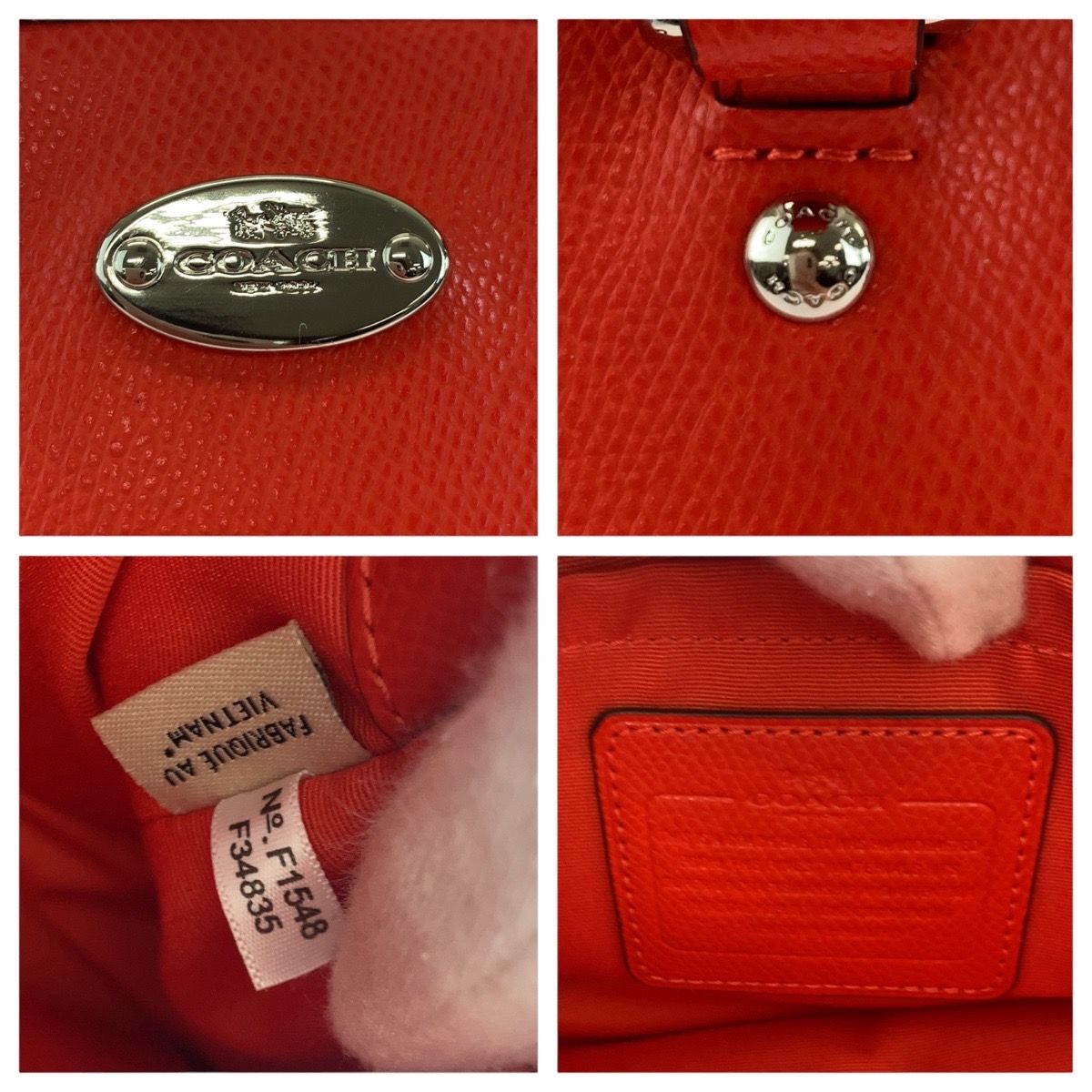 美品 COACH コーチ オレンジ シルバー金具 レザー 34835
