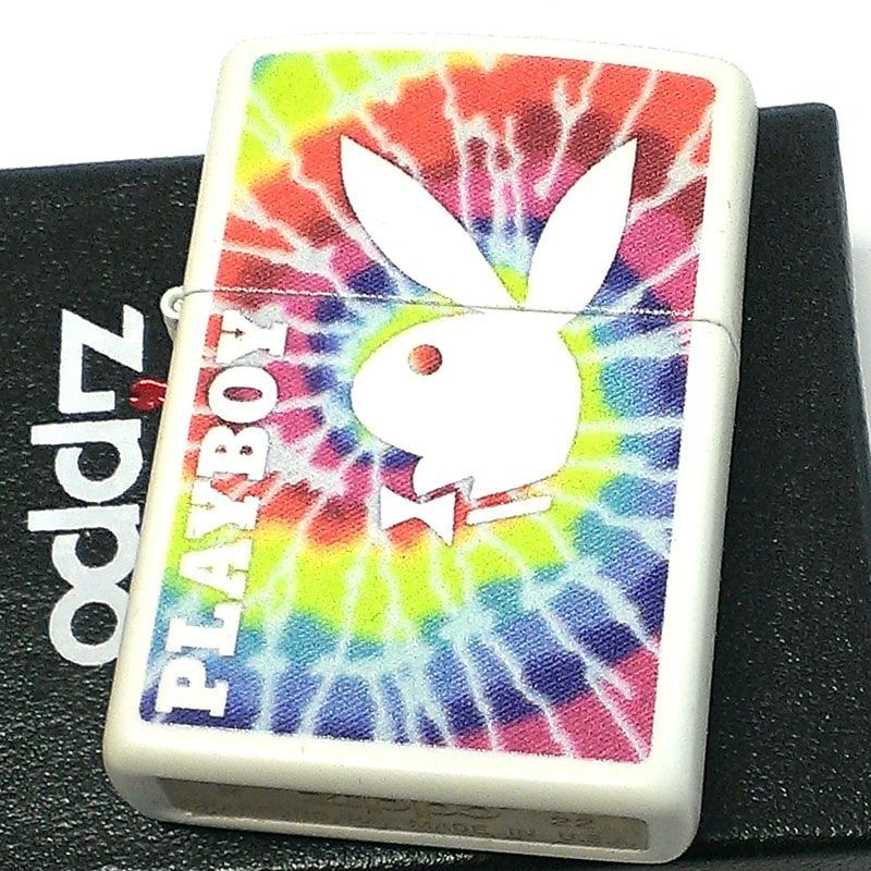 ZIPPO PLAYBOY ジッポー ライター プレイボーイ ホワイト レインボー 前面蓄光塗装 白 ロゴデザイン おしゃれ かわいい かっこいい 可愛い メンズ プレゼント レディース ギフト