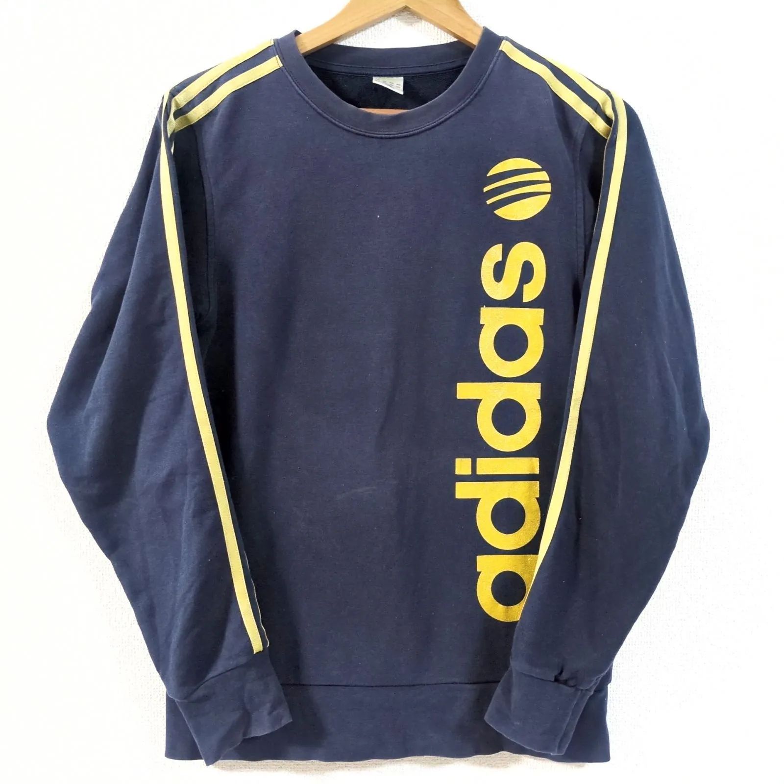 w^)b adidas アディダス 長袖 トレーナー スウェット 紺 ゴールド 