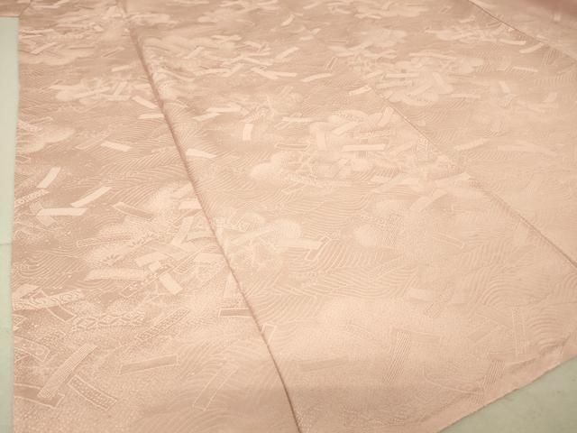 平和屋着物▽上質な色無地 単衣 短冊地紋 虹色 正絹 逸品