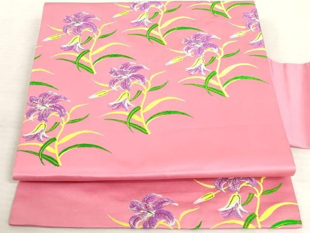 平和屋着物○九寸名古屋帯 横段花文 金銀糸 正絹 逸品 DAAU5381ps  