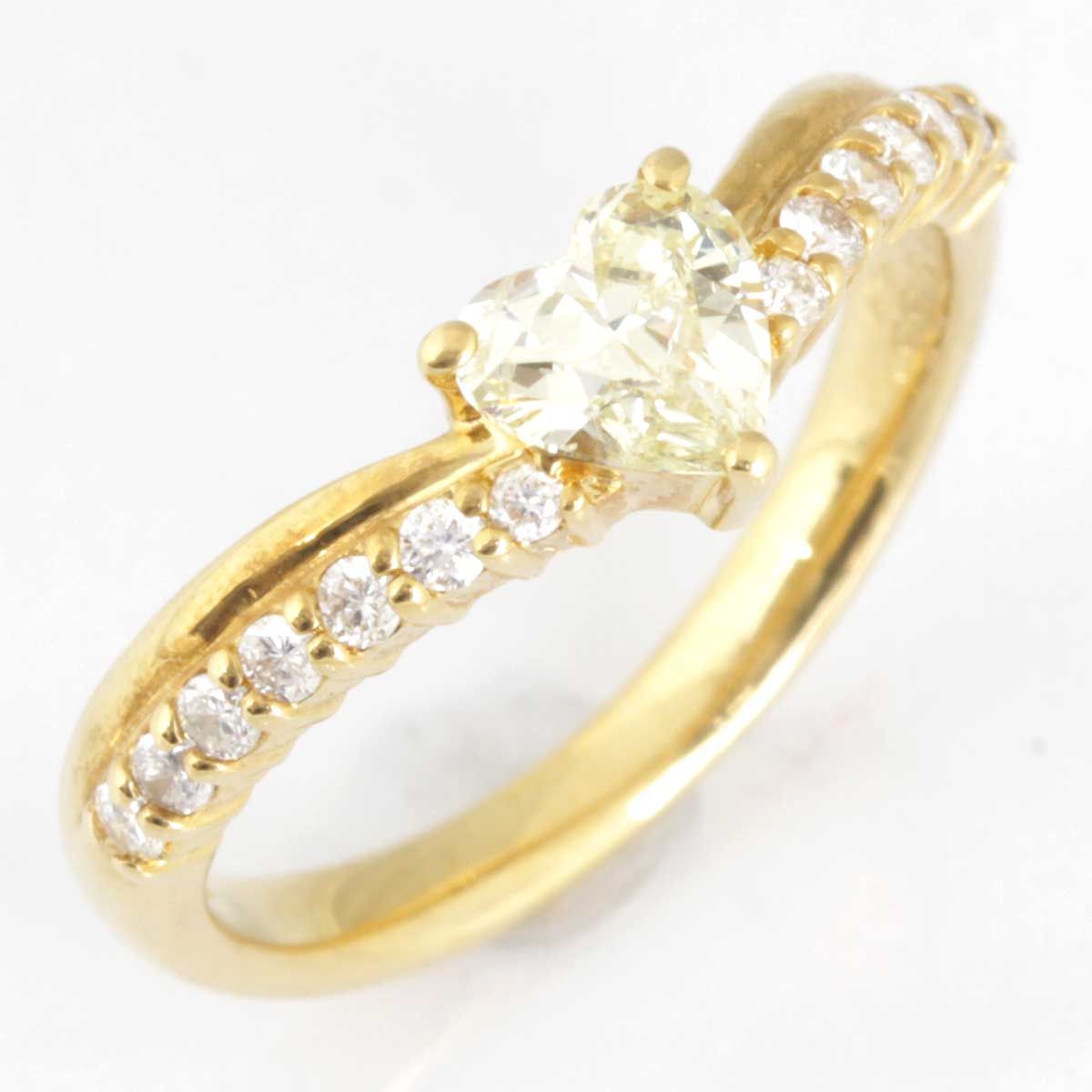 美品『USED』 K18 リング・指輪 イエローダイヤモンド 0.55ct 3.8g 11.5号