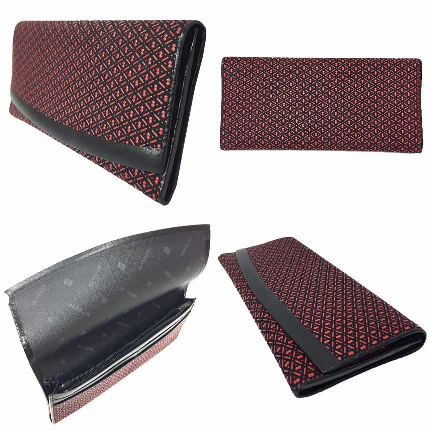 【新品、未使用品】最高級鹿皮長財布 印伝　黒/赤 印傳屋 印伝 甲州印伝 長財布 鹿革 ブラック×レッド aq10252