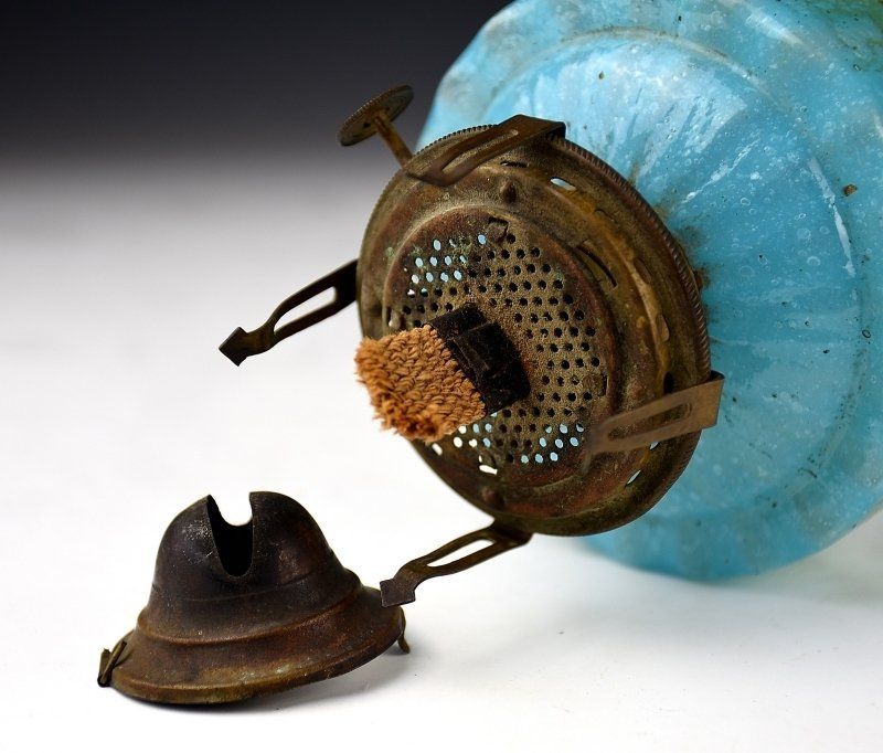 蔵C6293 青白 オイルランプ 元 き 42ｃｍ WWW_IBETON_RU