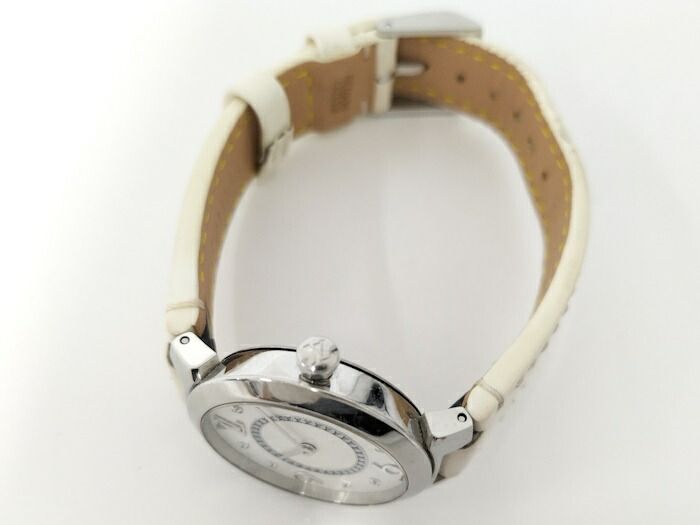 LOUIS VUITTON タンブール スリムPM レディース腕時計 SS レザーベルト ホワイト クオーツ ホワイト文字盤 Q12MGZ