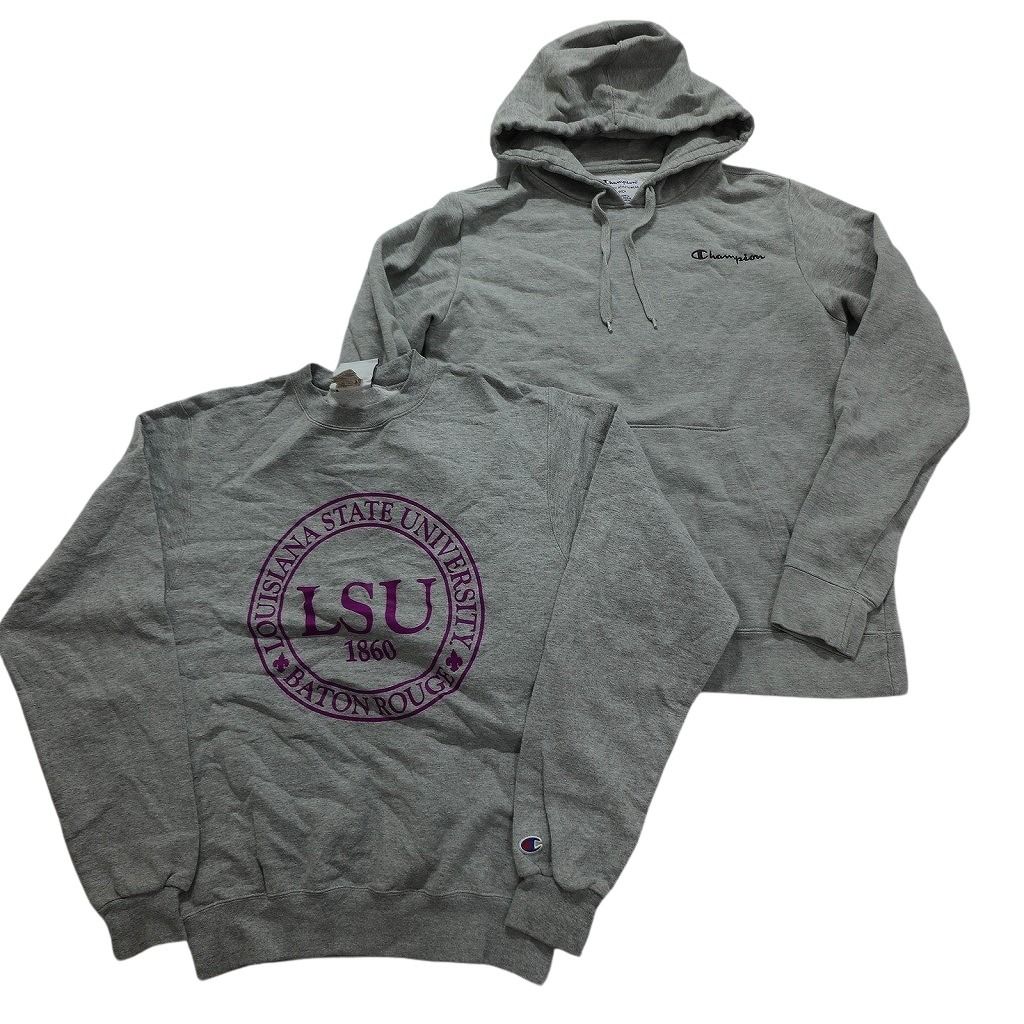古着卸 まとめ売り チャンピオン Champion スウェット 8枚セット メンズ S LSU フーディー チームロゴ カレッジ風 古着 NC0964