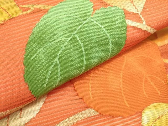 平和屋着物＊夏物 九寸開き名古屋帯 蔦の葉花文 金銀糸 正絹