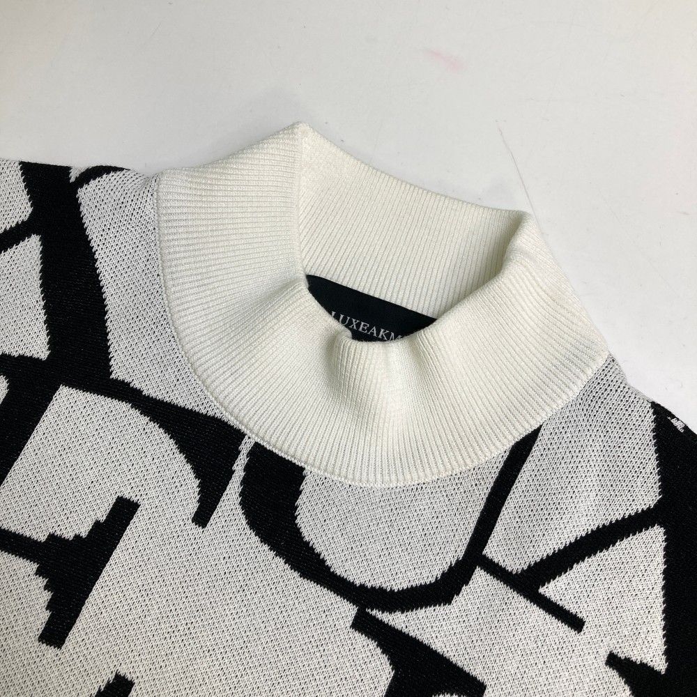 LUXEAKMPLUS★裾ロゴモックネックニット白 XL★LEON掲載商品 メゾンキツネ MAISON KITSUNE MM00202KJ7010 ポロシャツ BOLD