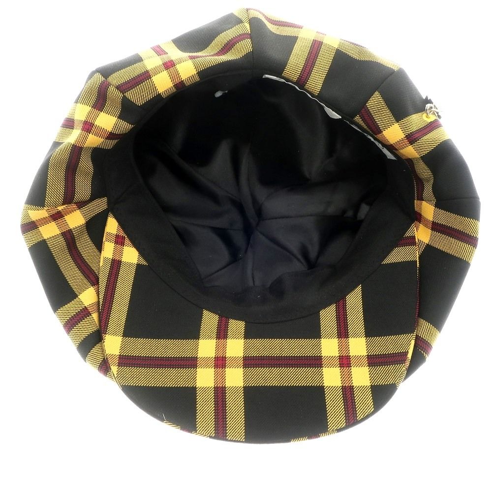 KIDILL キャスケット 黒と黄色のチェック柄 KIDILL キャスケット 黒と