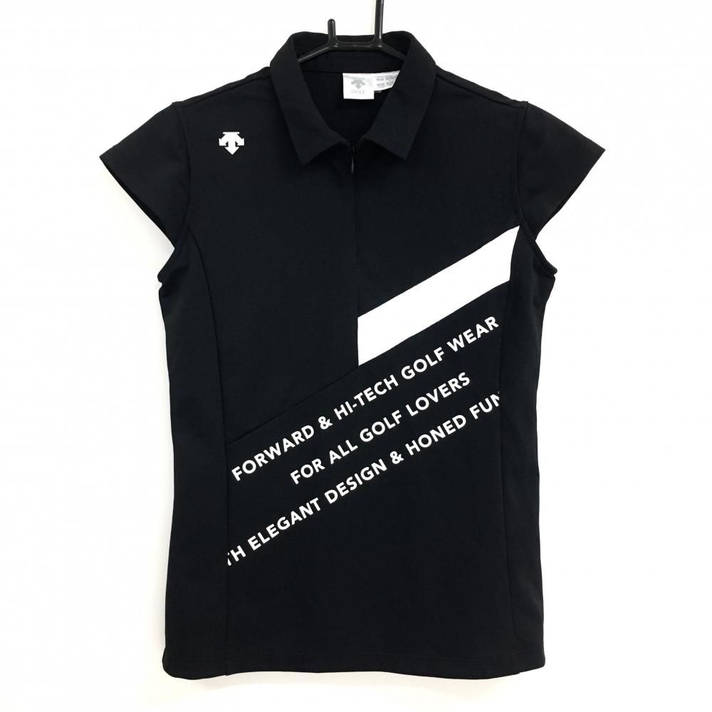 デサントゴルフ 中田英寿 ハーフジップ フレンチスリーブ ポロシャツ 黒 M デサントゴルフ 中田英寿 ハーフジップ フレンチスリーブ