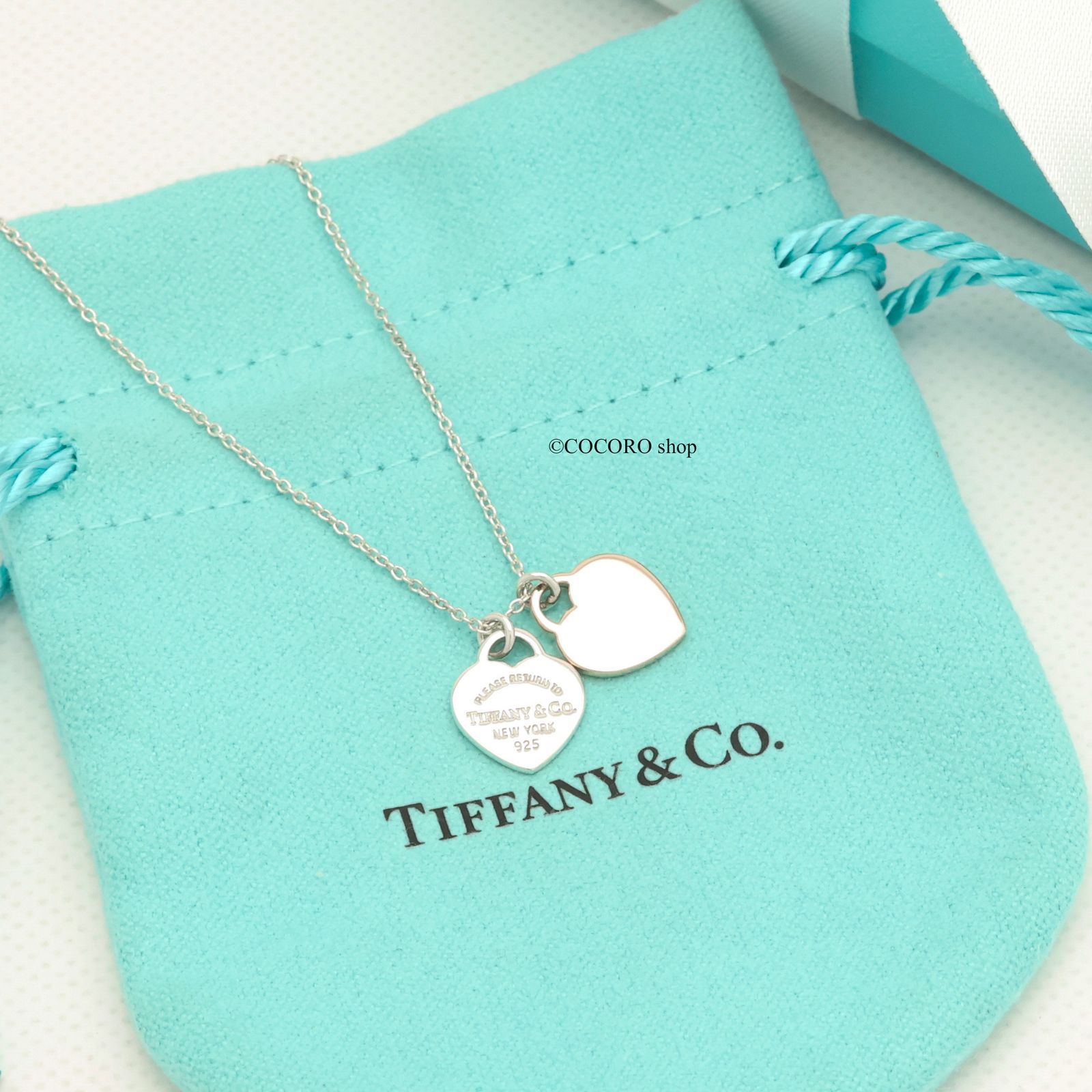 【美品】ティファニー TIFFANY&Co. リターン トゥ ティファニー ダブル ミニ ハート タグ ネックレス ルベドメタル AG925