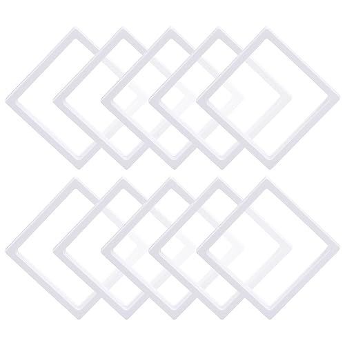 RILIHII ディスプレイスタンド 10個セット ホワイト 11x11x2CM 収納 バッジディスプレイスタンド アクリルキーホルダーディスプレイケース ほこり対策 汚れ防止