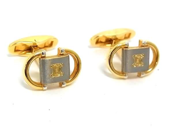【美品】Celineセリーヌ　カフスタイピンセット　シルバー　ゴールド　マカダム 美品】Celineセリーヌカフスタイピンセットシルバーゴールドマカダム