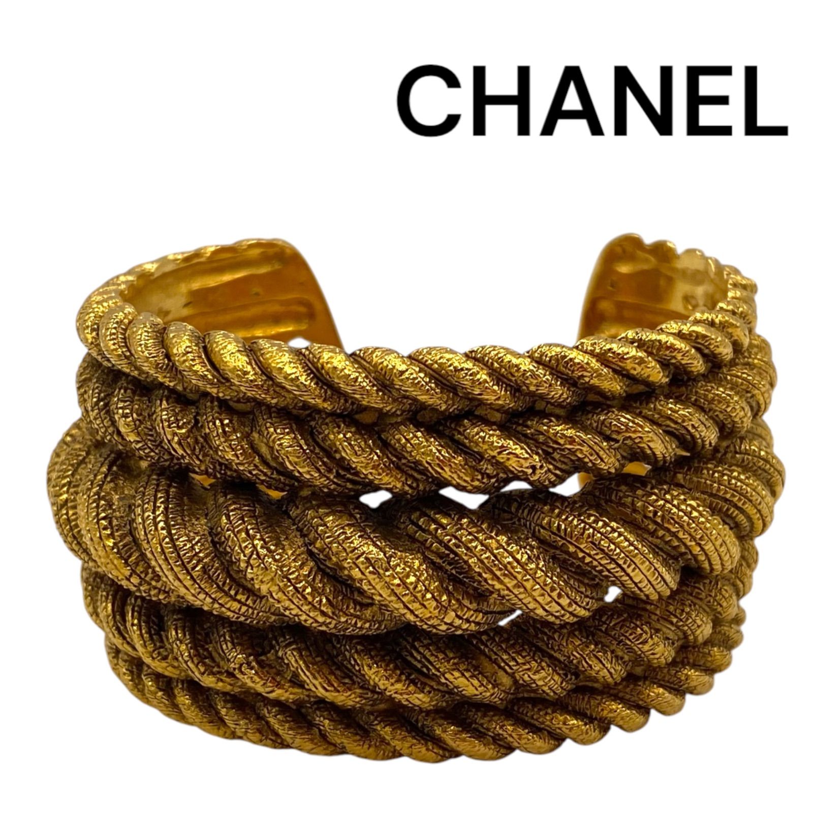 ○美品 シャネル CHANEL ヴィンテージ ゴールド ツイスト バングル