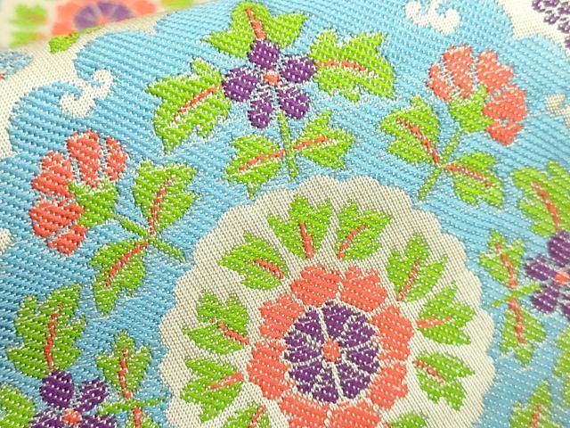 平和屋本店□極上 龍村晋謹製 全通柄袋帯 天平倣纈花鳥文錦 逸品