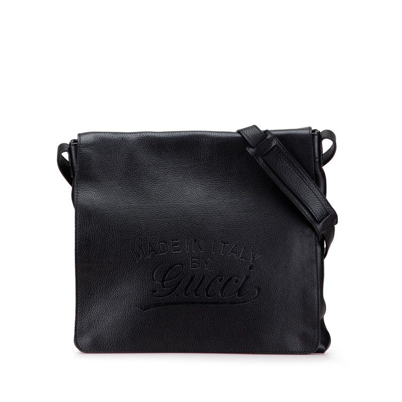 GUCCI ブラックレザーメッセンジャーバッグ GUCCI ブラックレザーメッセンジャーバッグ