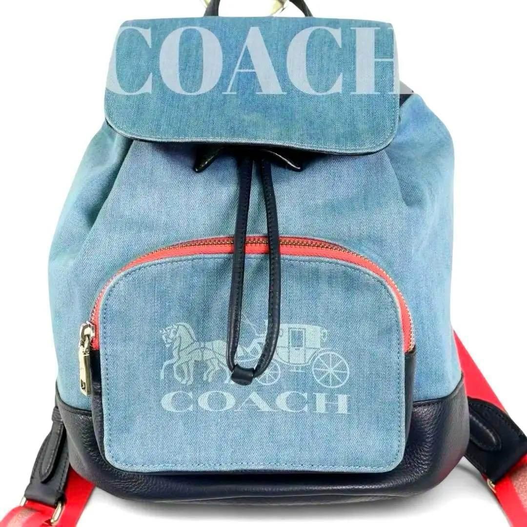 【美品】COACH　コーチ　91139　リュック　デニム　ブルー　リュックサック 美品】COACH コーチ 91139 リュック デニム ブルー リュック