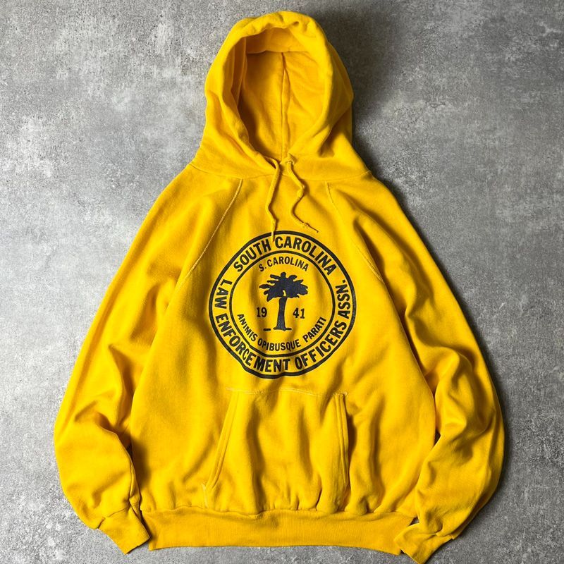70s USA製 Hanes 企業ロゴ プリント スウェット フード パーカー XL 