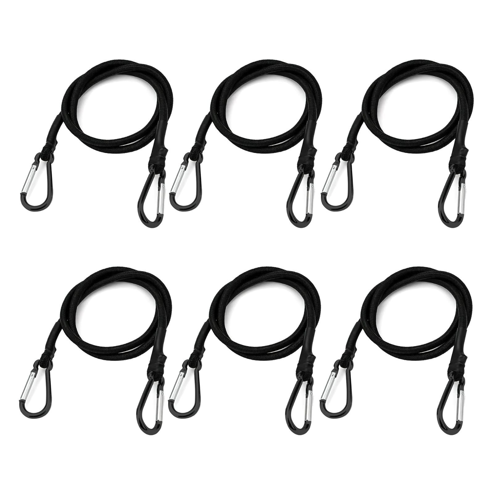商品 oipopsf ゴムバンド フック付き カラビナ 荷物 固定用 バンジーコード 100cm ベルト 荷締め 自転車 荷台 にだい ゴム 紐 バイク ロープ ストレッチコード 丈夫 ナイロンロープ 黒 6本セット