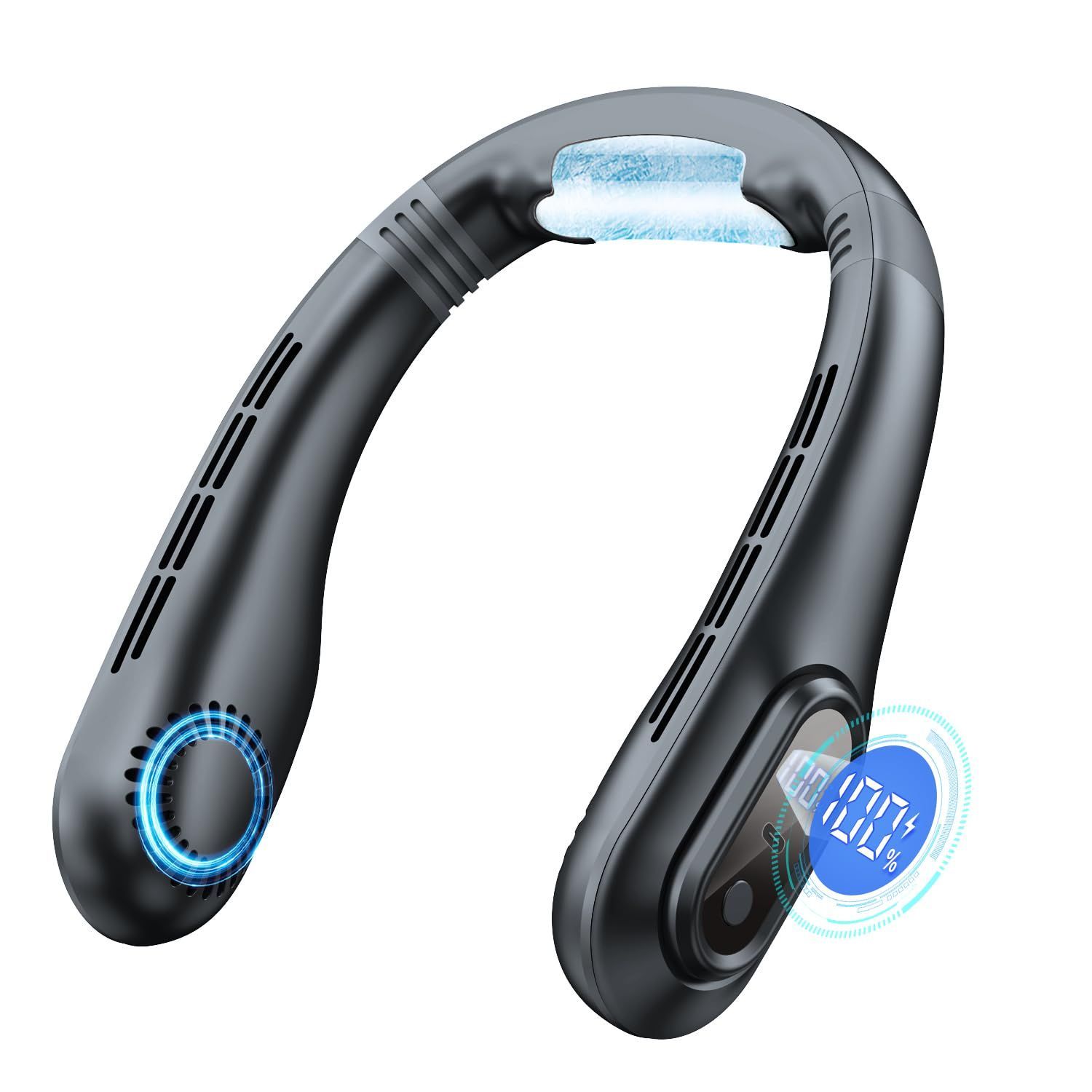 『特価』3段階風量調整 大風量 Type-C充電式 コンパクト 15db静音 マスク蒸れ対策/作業/旅行/スポーツ/通勤/家事 羽根なし 小型扇風機 軽量 プレゼント ポータブル扇風機 16時間連続使用 LCD液晶ディスプレイ表示 ギフト 携帯扇風機 ネックク