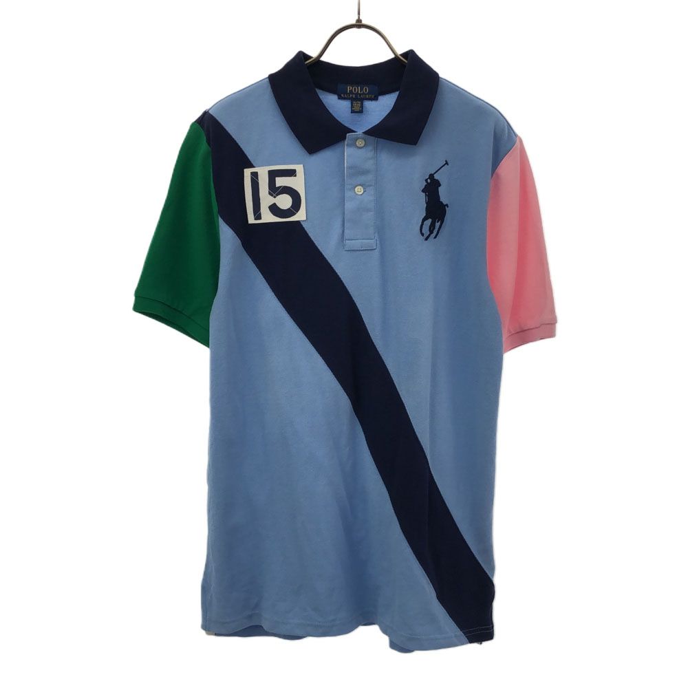 ポロラルフローレン ビッグポニー 半袖 ポロシャツ XL/TG(18-20) ブルー系 POLO RALPH LAUREN 鹿の子地 キッズ
