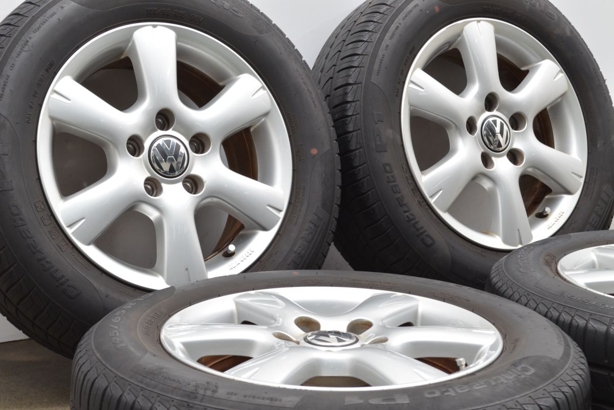 フォルクスワーゲン ゴルフ5 純正 15in 6.5J 50 PCD112 ピレリ チントゥラート P1 195 65R15 品番 1K0601025S ジェッタ 流用