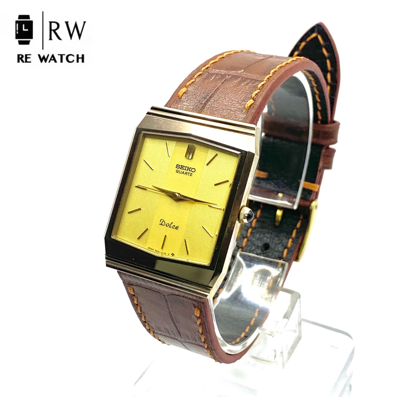 ち*お様 SEIKO Dolce 9521-5170 クォーツ 腕時計 本体　ビ セイコー ドルチェ スクエア ゴールド 9521-5170 クォーツ メンズ