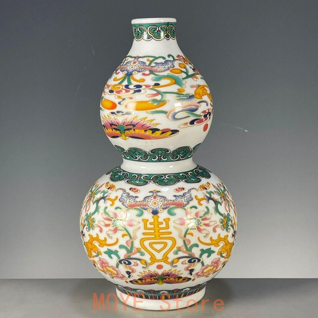 色とりどり花柄ひょうたん花瓶 景徳鎮 陶磁器 装飾品 現代工芸品
