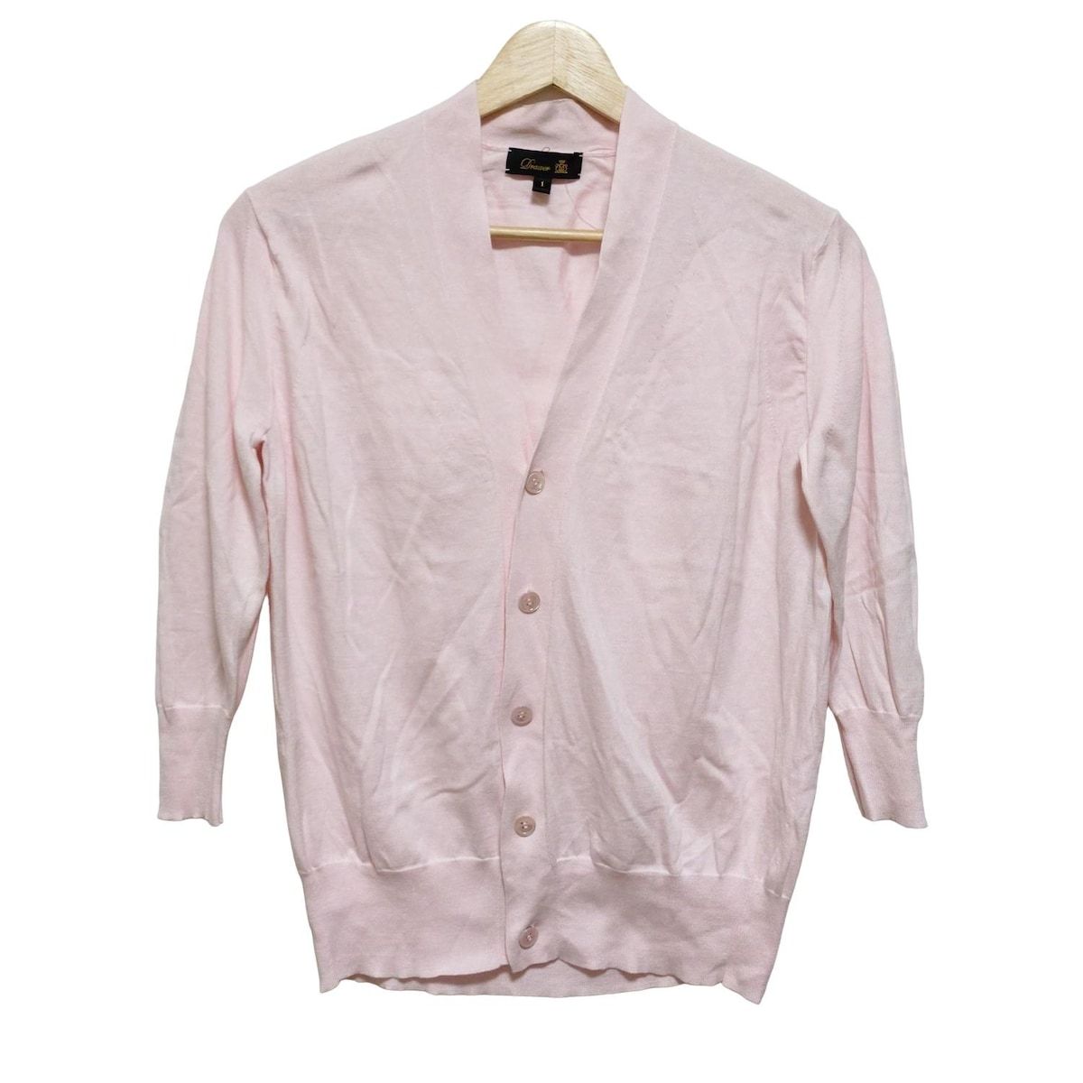 Drawer ドゥロワー カーディガン サイズ1 S レディース - ライトピンク 七分袖