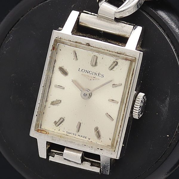 ロンジン 手巻き 239356 カットガラス シルバー文字盤 レディース
