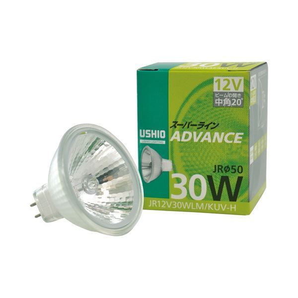（まとめ） ウシオライティング ハロゲンランプ スーパーラインアドバンス 30W 中角 GU5.3口金 ミラー付 JR12V30WLM／KUV-H 1個 