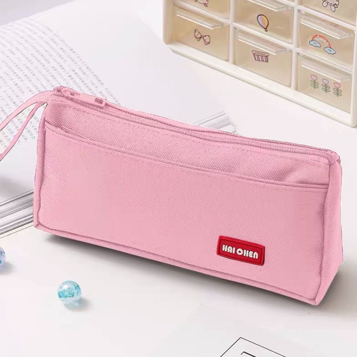 メルカリshops ペンケース 大容量筆箱 多機能 おしゃれ ペンポーチ ピンク