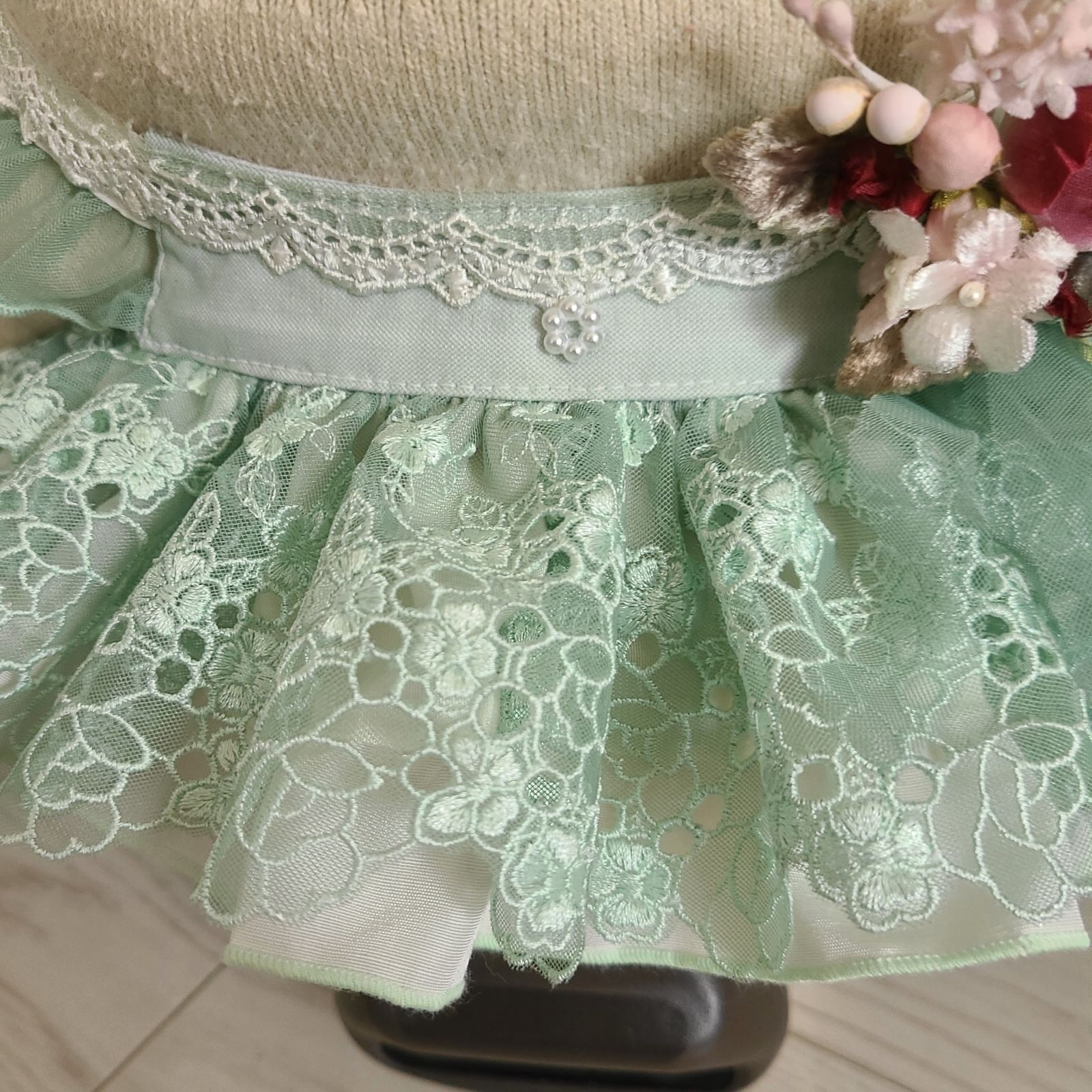 LOVOT服　☆花柄☆ ラボット　ハンドメイド　ワンピース　グリーン 花柄ワンピース(イエロー) | LOVOT ウェブストア