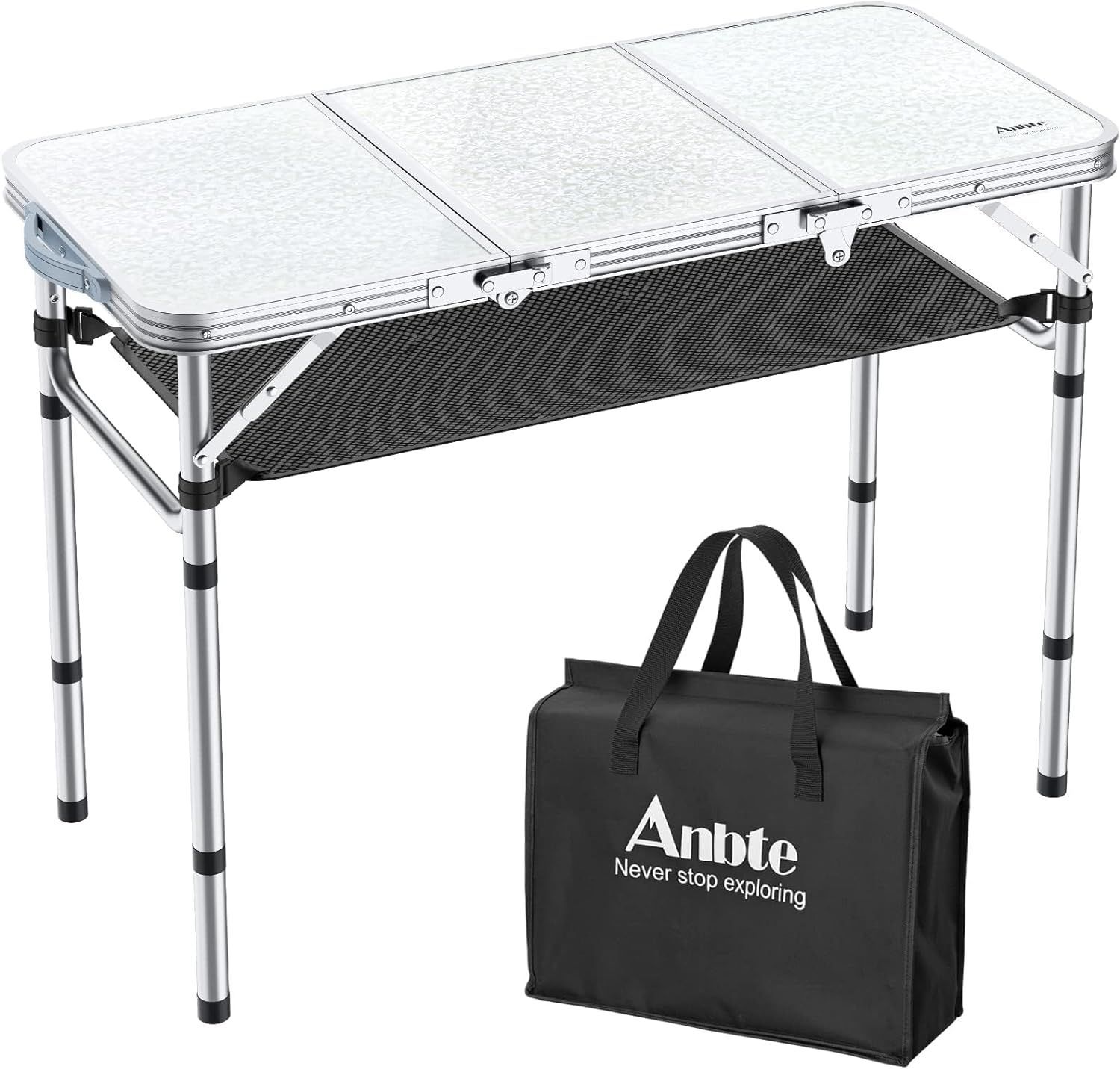 【色:シルバー】Anbte のキャンプの折りたたみ式テーブル、90cmx40cm アウトドア Anbte のキャンプの折りたたみ式テーブル、90cmx40cm の 3